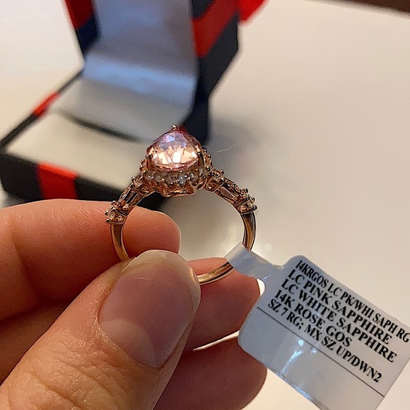 Sapphire 14K Rose Gold Over Sterling Silver Cocktail Ring - Picture 6 of 9